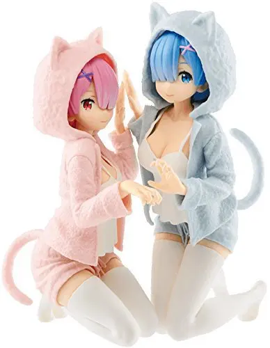 

2pcs/set 13cm Re Life in a different world from zero Rem Ram Cat ears Action figure toys doll Christmas EN5