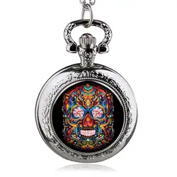 Творческий Повседневные часы древних пиратский череп карманные Часы бронза Цепочки и ожерелья