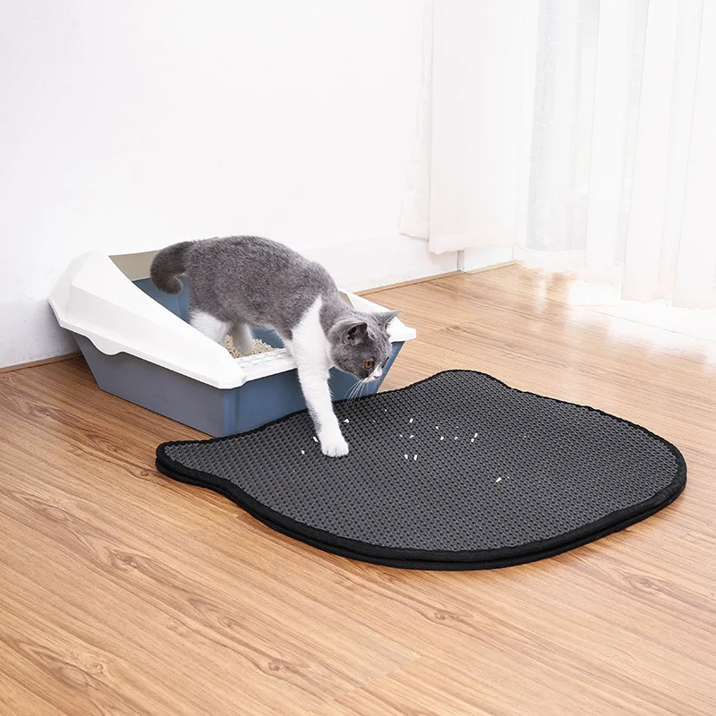 Alfombra Para Arena De Gato 46x60cm - Doble Capa, Forma De Panal, Impermeable Y Fácil De Limpiar - Atrapa Arena Y Protege Suelo