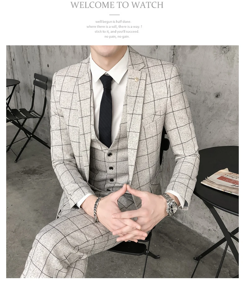2019 винтажные клетчатые костюмы серый костюм в винтажном стиле мужские пиджаки для ужина мужские костюмы узкие в британском стиле подходят