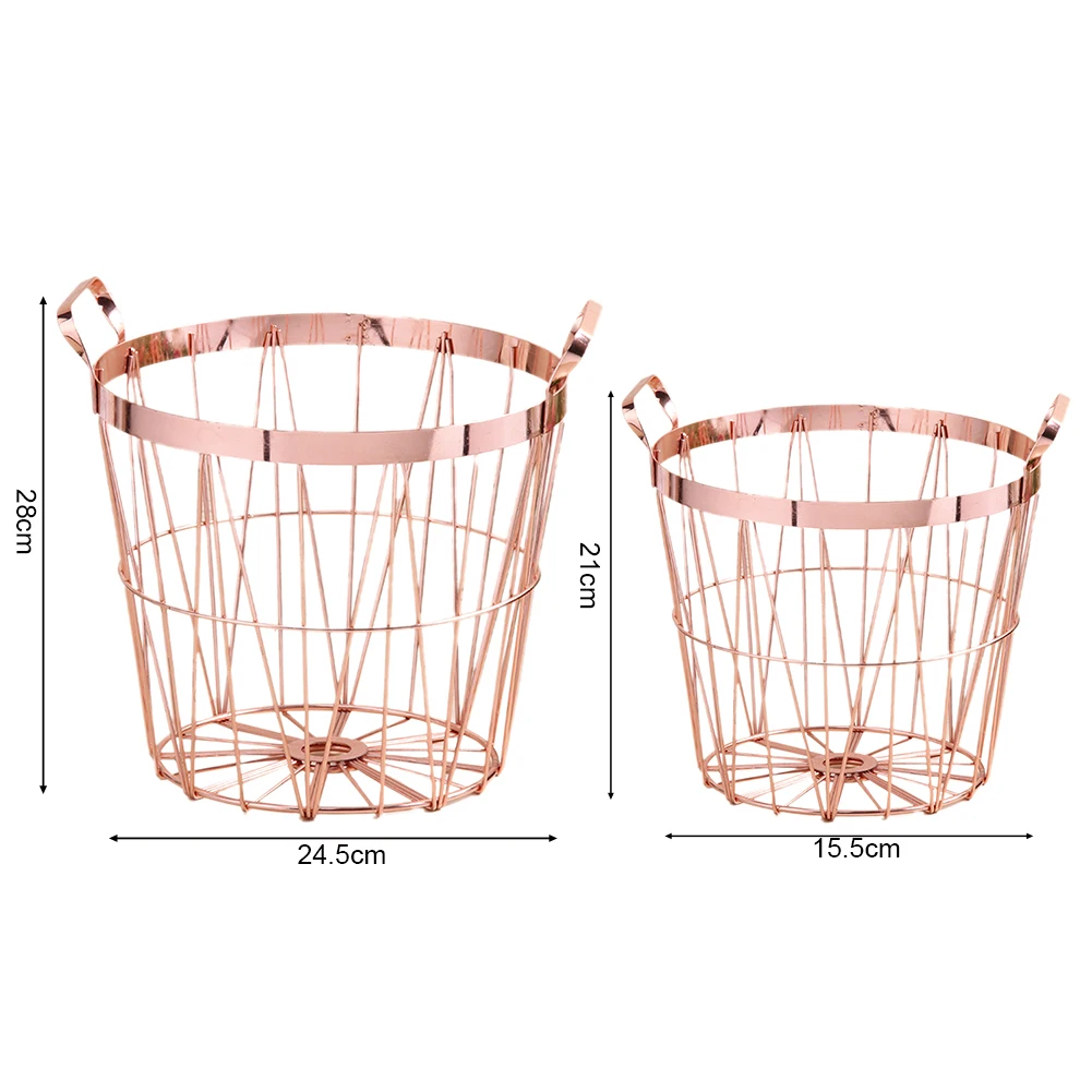 Корзина для хранения Органайзер в скандинавском стиле из розового золота корзина для хранения из кованого железа для кухни прозрачная корзина для белья с ручкой