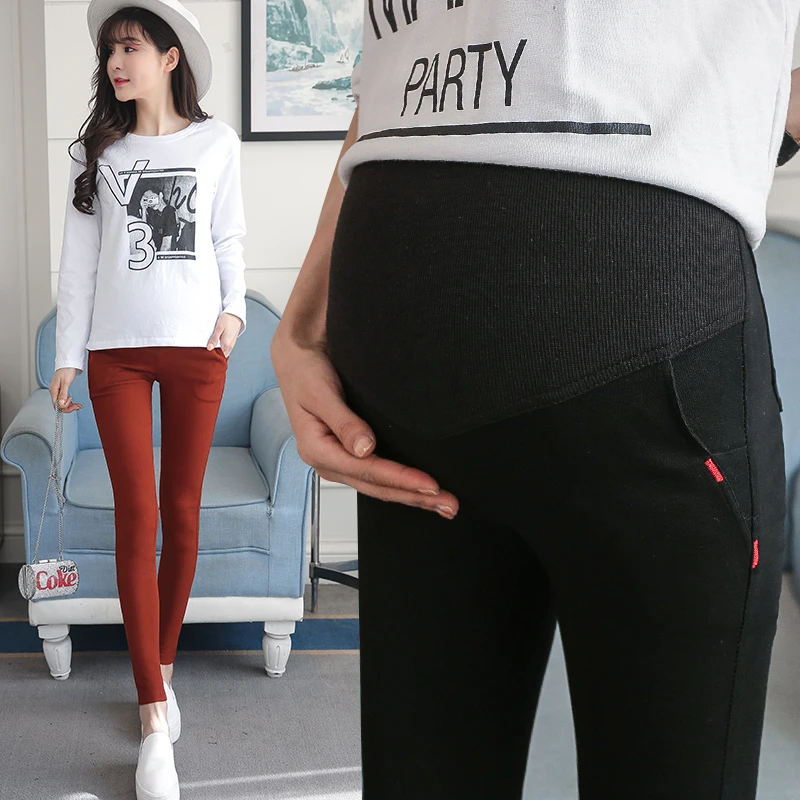 

966# High Stretch Skinny Maternity Pants High Elastic Waist Belly Clothes for Pregnant Women Slim Pregnancy Pencil Trousers