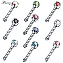 Alisouy 1 шт. 20 г титановый прямой штифт Циркон Носовая кость пирсинг серьги анодированное кольцо для носа зубец CZ украшения для носа и тела