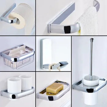 

Chrome Bathroom Accessories Set Brass WC Paper Holders Towel Coat Hook Toilet Brush Holder Ceramic Cup Holder Bathroom Hardware