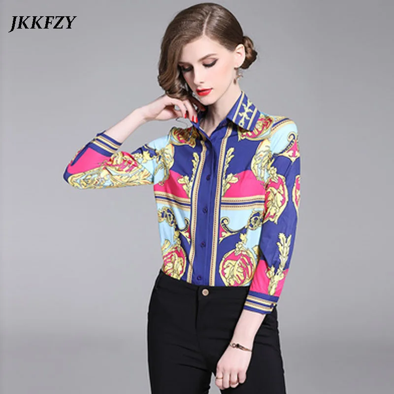 Luxury Women Blouse 2019 Spring Summer Elegant Shirt Long Sleeve Turn Down Collar Design Runway Shirt Blusas Mujer Luxury Women Blouse 2019 Spring Summer Elegant Shirt Long Sleeve Turn Down Collar Design Runway Shirt Blusas Mujer