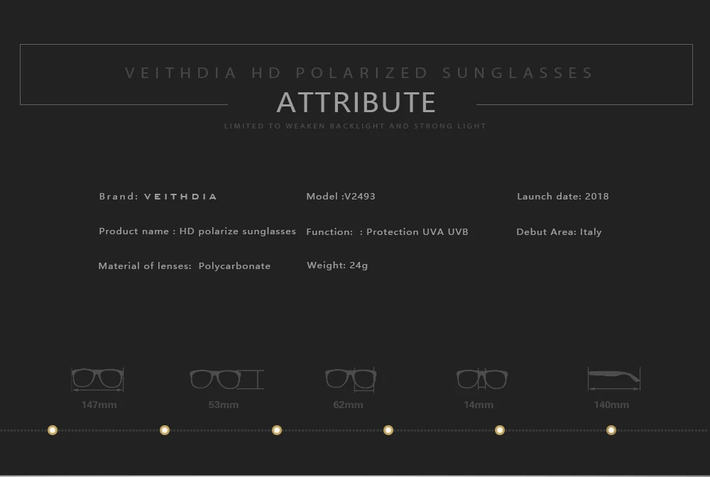 Бренд veithdia Винтаж солнцезащитные очки Нержавеющая сталь, солнцезащитные очки, поляризационные, UV400 Для Мужчин's квадратные очки Аксессуары для Для мужчин V2493
