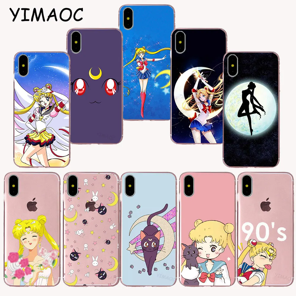 

YIMAOC 142z Cute Sailor Moon Anime Soft TPU Silicone Case for iPhone X r s Xr Xs Max 8 7 6S 6 Plus 5 5s SE