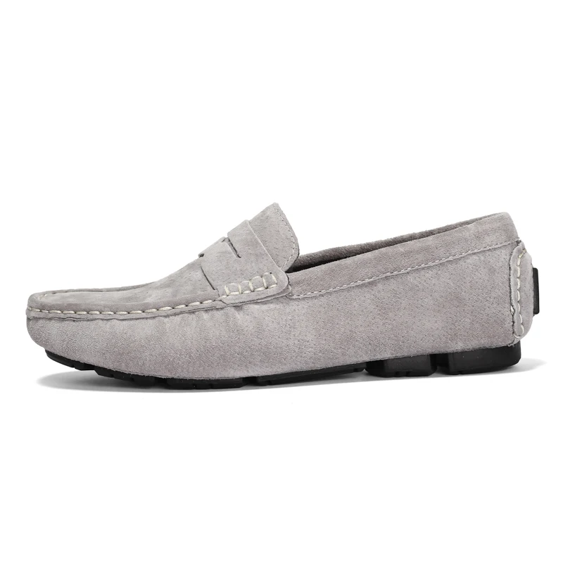 VESONAL/брендовые качественные лоферы из коровьей замши для пар; модная повседневная обувь; коллекция года; весенние водонепроницаемые мокасины в британском стиле; обувь унисекс - Цвет: Gray