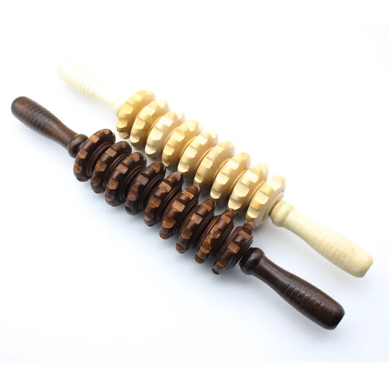 Tcare Wooden Exercise Roller Handheld Cellulite Blasters Sport Injury Gym Body Leg Trigger Point Muscle Roller Sticks Massager