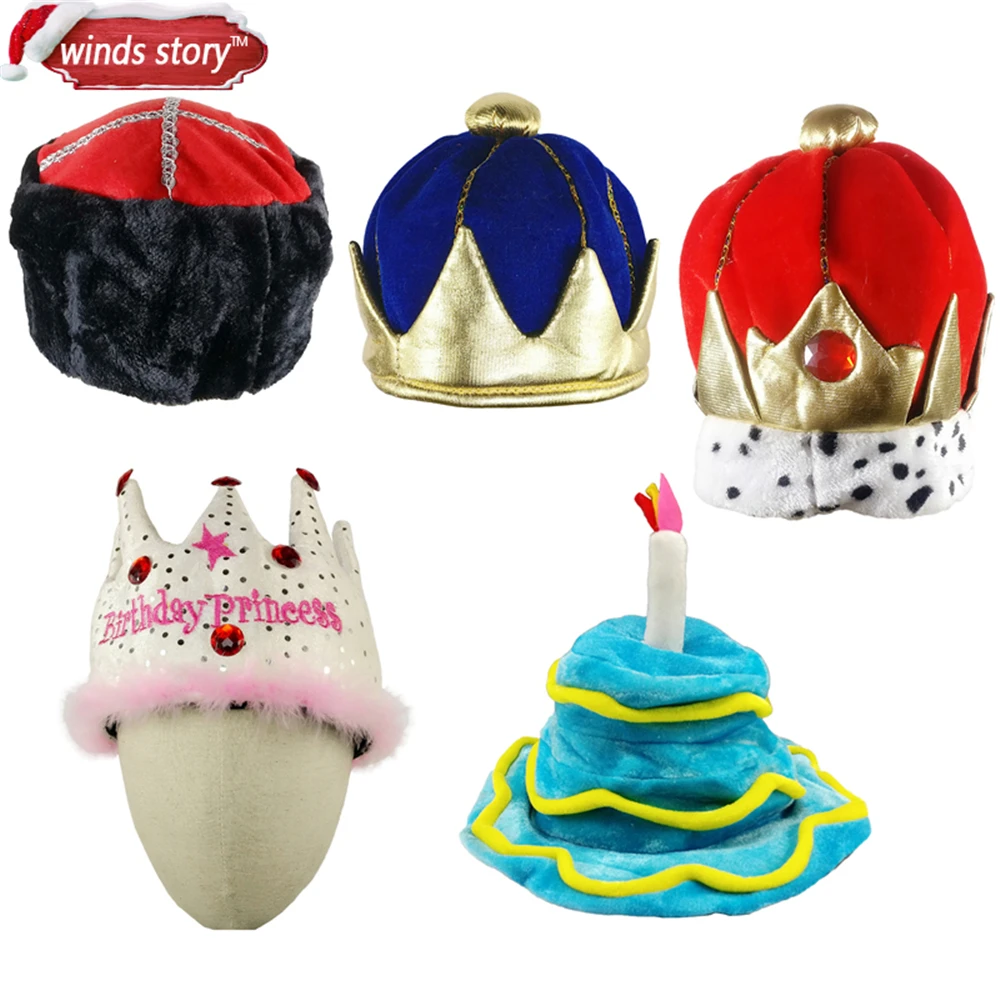 

NEW 1pcs Boys King Crown Kids Plush Costume Hat Royal Dress Up Kings Halloween Party birthday carnival Decorative cap hat