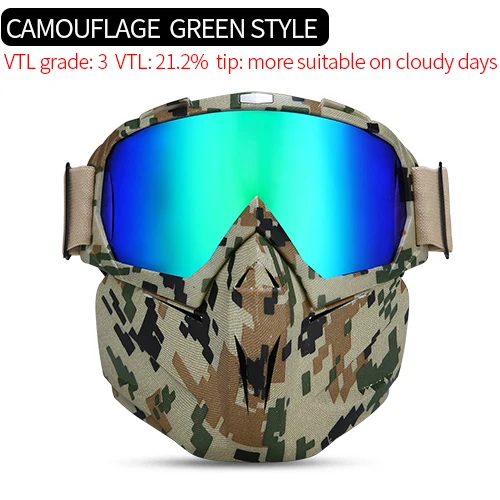 INBIKE мотоциклетные модульные очки маска очки фильтр Маска ATV внедорожный шлем лыжный спортивный мотор MX очки мотоцикл крест шлем - Цвет: Camouflage Green