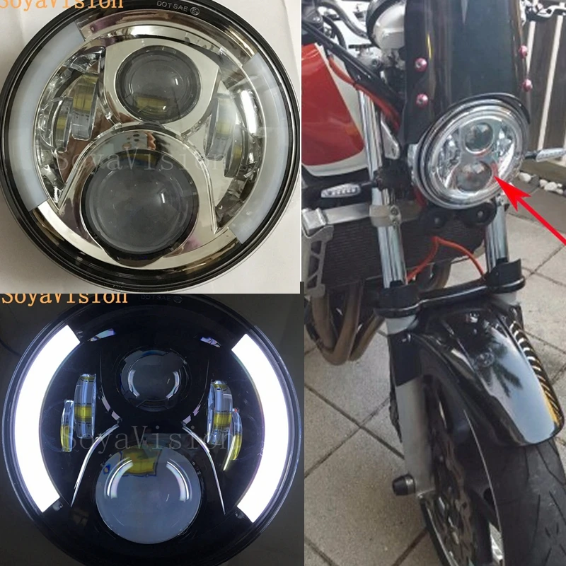 Белый ангельские глазки 7 &quotкруглый светодиодный светильник для Honda CB400 CB500 CB1300