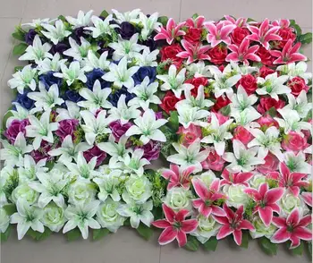 

2pcs/lot 18 heads Artificial Silk Rose&Lily Flower Arch Frame In a row Decorative Wedding Road Led Flower Wedding Props