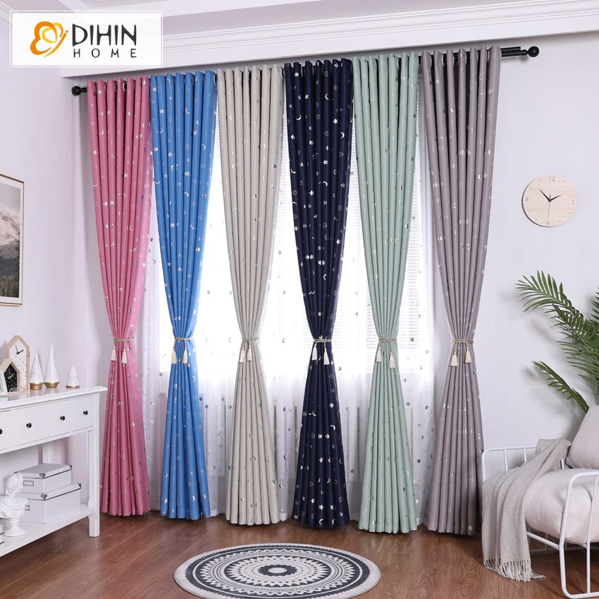 Светонепроницаемые шторы DIHIN HOME с изображением блестящих звезд и лун занавески