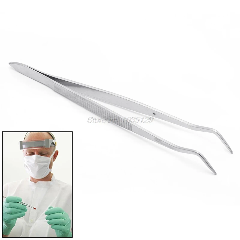 

Stainless Steel Tweezers Serrated Curved Dental Surgical Instruments Dental Tool