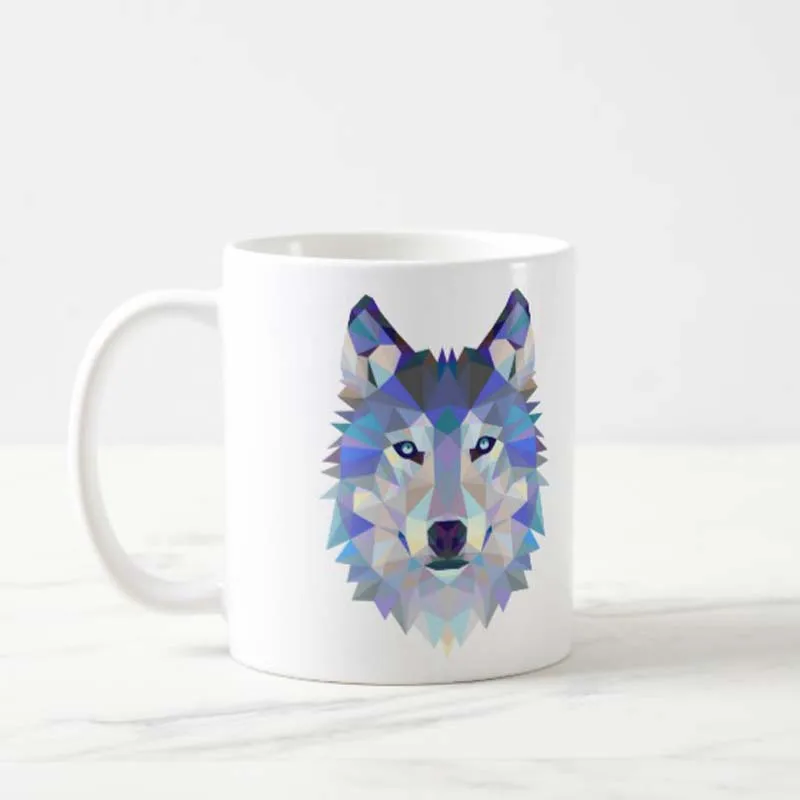 

Funny Coffee Mug Wolf Tea Cup Christmas Gifts for Friends and Families White