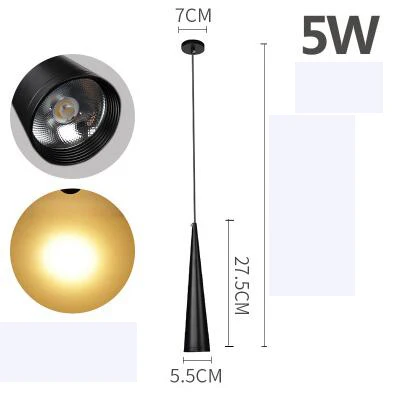 Светодиодный светильник в современном стиле для ресторана, передняя прикроватная тумбочка для спальни, коридора, креативная индивидуальность, черные одноголовые конусные подвесные лампы, освещение - Цвет корпуса: 5w black