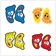 5 компл./лот наклейки на стену лестницы Малый средства ухода за кожей стоп наклейка для детской комнаты ванная комната водонепроницаемый улыбающееся лицо с детскими следами Пол Стикер