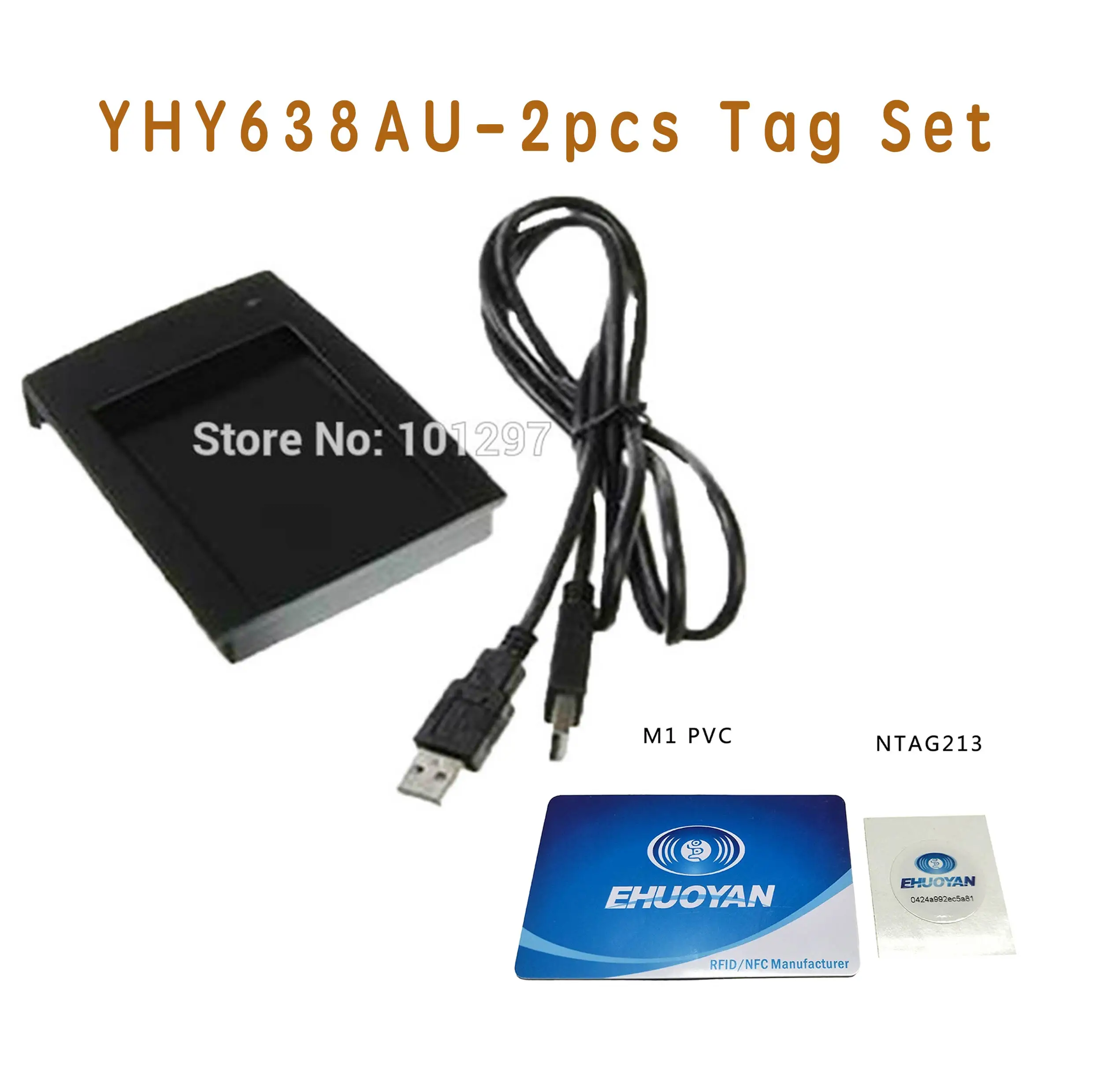 13,56 МГц ISO 14443 Rfid NFC считыватель писатель USB YHY638AU+ SDK+ читалка+ метки - Цвет: YHY638AU-2Tags