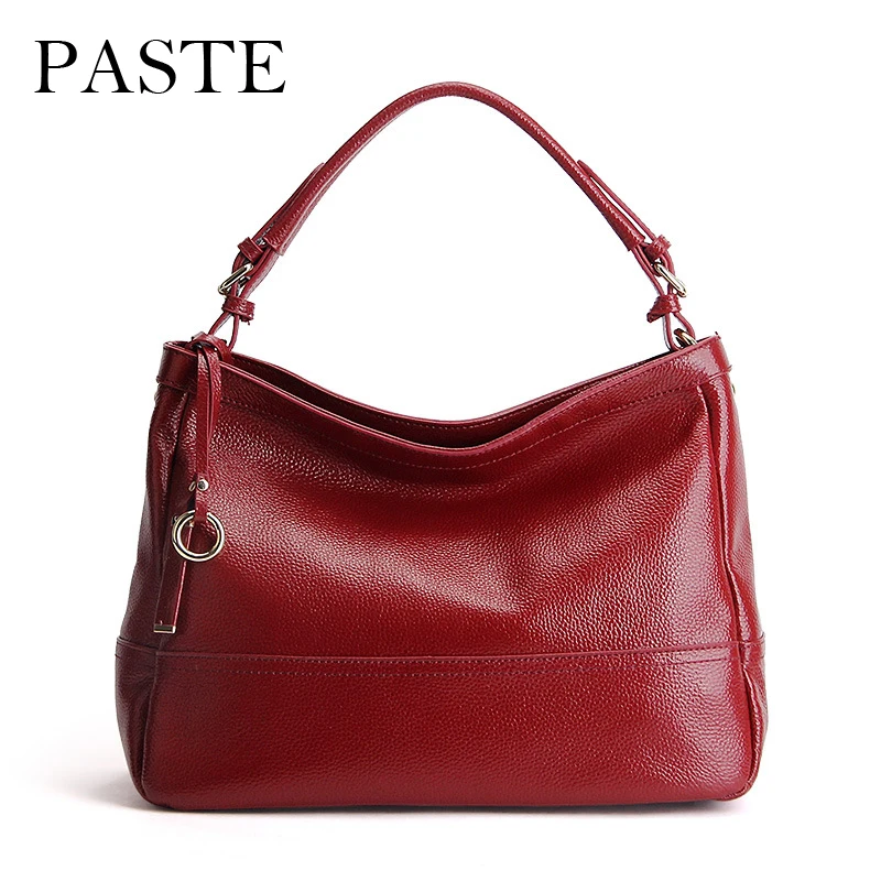 

Luxury SOFT Genuine Leather Women HOBO Bag Leather Shoulder bag Work bussiness ladies Handbag Bucket Bag Chain Purse Elegant