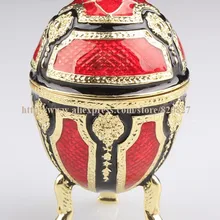 Винтажная коробка для яиц, коробка для яиц с жемчугом и кристаллами, коробка для пасхальных яиц, коллекционная коробка в стиле Фаберже, эмалированное яйцо