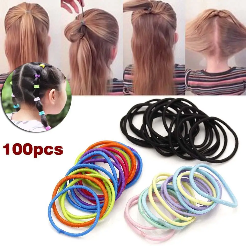 100 Pcs hair bands for Kids Girl Elastic Hair Bands Ponytail Holder Head Rope Ties Headwear Styling Accessories unique | Детская одежда