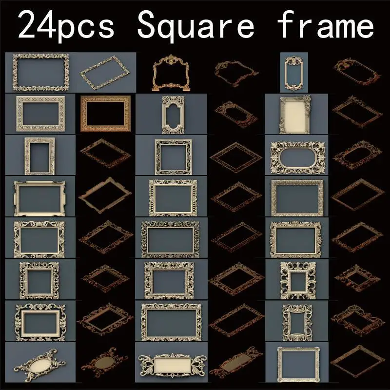 

24pcs/set Square frame 3d model STL relief for cnc STL format frame 3d Relief Model STL Router 3 axis Engraver ArtCam