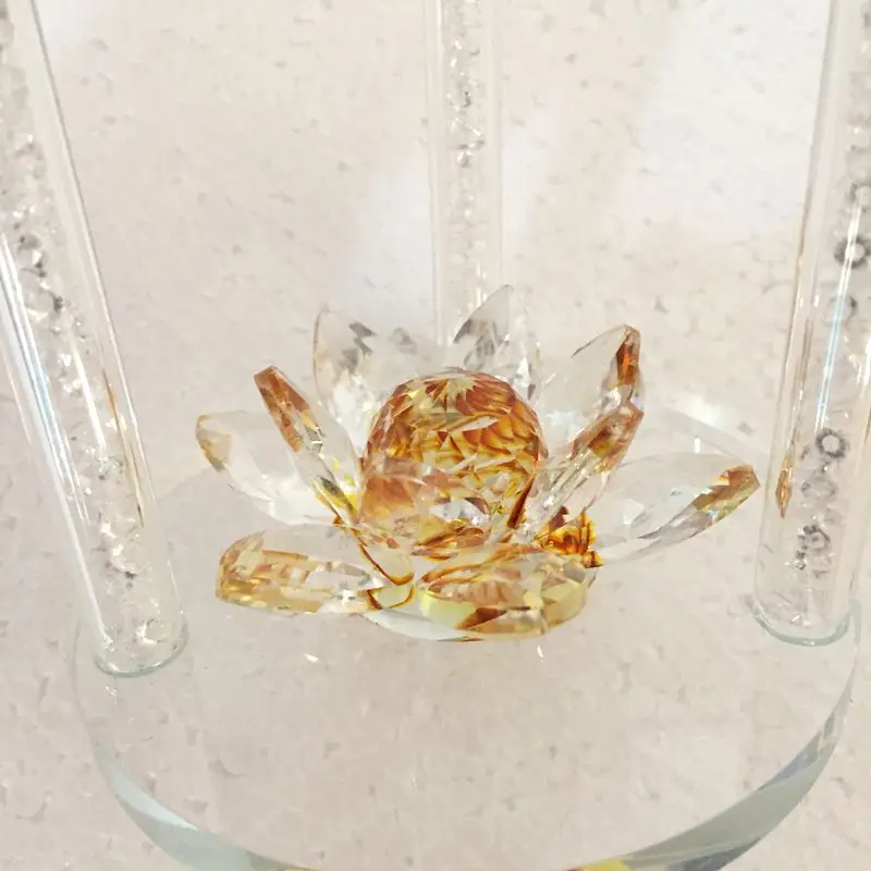 Home Decor Crystal Glass Lotus Incense Smoke Incense Incense Smoke Home Decoration Crafts(High:14.5cm)