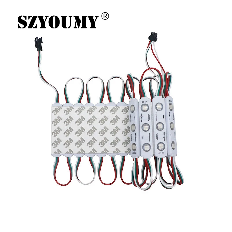 SZYOUMY 100 шт. WS2811 2811 IC 3led 5050 RGB LED Pixel Digital Module String Light Водонепроницаемый DC12V Injection ABS