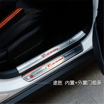 

Stainless steel threshold Automatic Pedal Accessories welcome 8 pieces/Set Tucson 2015 to 2017 wear plate styling