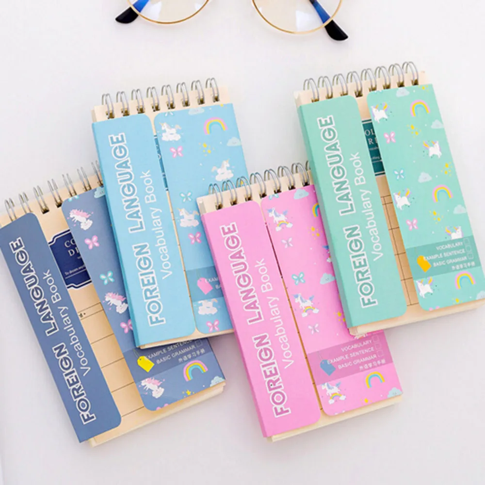 

Unicorn Foreign Language Learning Coil Book Vocabulary Portable Pocket Notebook Diary Notepad School Office Supplies