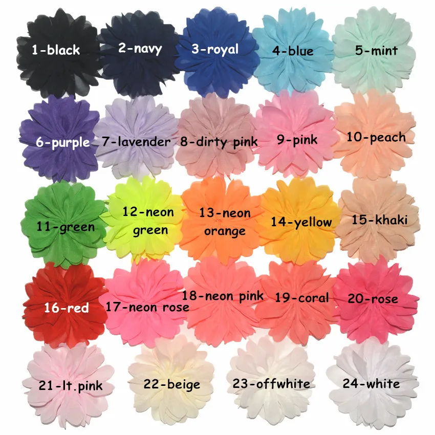 

50 PCS/lot, 3.5" Chiffon Ballerina Flower, DIY Fabric Flower For headbands, Shoes Brooches, Flower Embellishments