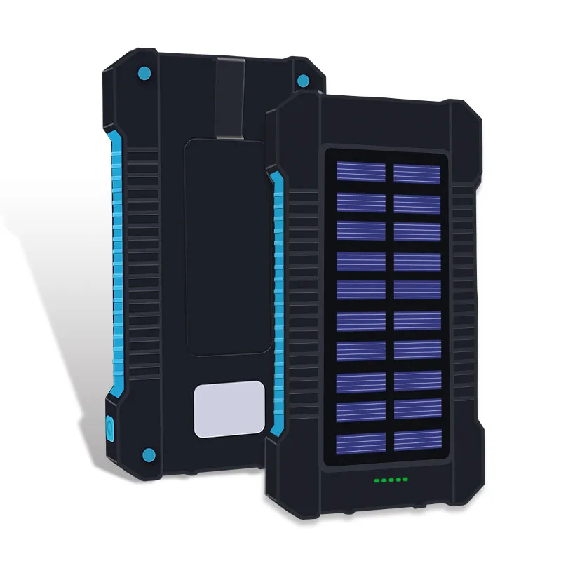 Внешний аккумулятор 10000 мАч портативный водонепроницаемый Солнечный двойной USB Солнечный аккумулятор внешний аккумулятор для смартфона зарядное устройство для iPhone zte - Цвет: Синий