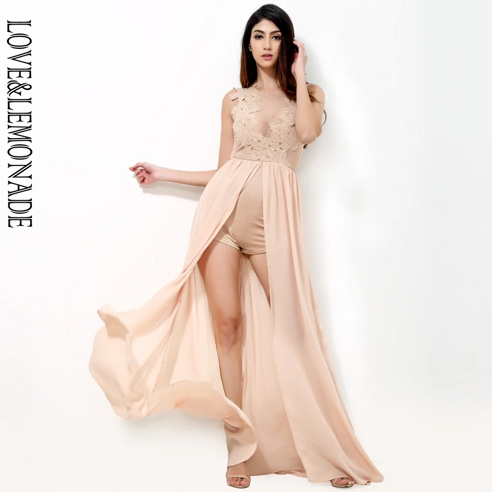 

Love&Lemonade . Perspective Lace Stitching Gauze Chiffon Maxi Dress TB 9086