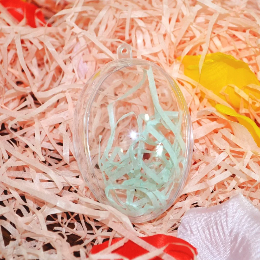 

100x66mm opening promotional egg ball clear game ball open plastic decorative hollow ball