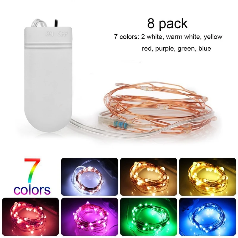 

1m2m 3m Decorative Garland Light Copper Wire Wedding Party Christmas Decoration LED String Operated Battery CR2032 Fairy Lights