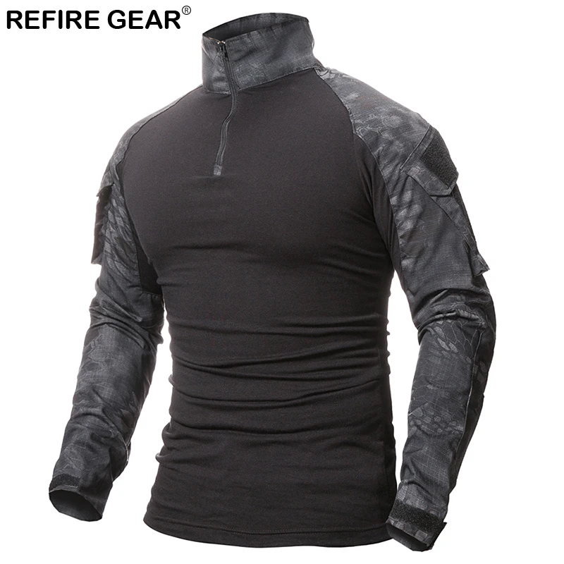 Günstig Refire Gear Outdoor T shirt Männer Langarm Jagd Tactical Military Armee Shirts Uniform Wandern Atmungsaktive Shirt 9 Farben