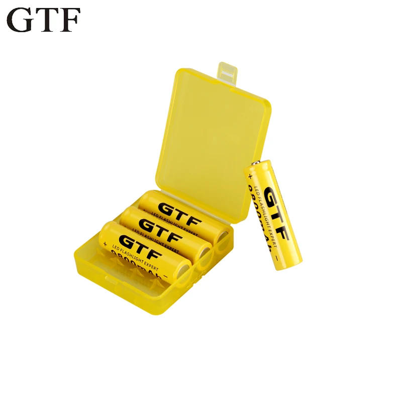 GTF 4 шт 18650 батарея аккумуляторная 3 7 V 9800 mAh литий ионная для фонарика + коробка