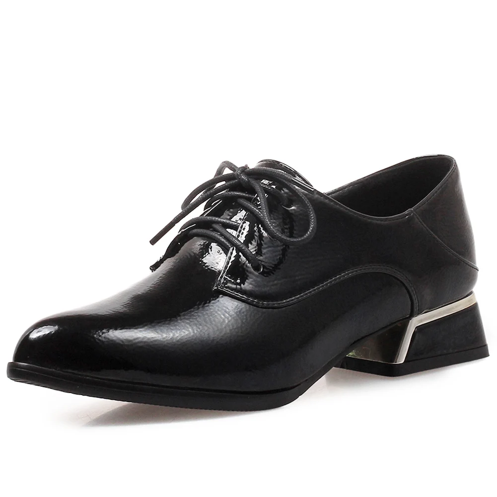 Lapolaka/большой размер 32-43, г. Новая модная обувь на квадратном каблуке черного и красного цвета женские туфли-лодочки женские офисные туфли на шнуровке, женские туфли на высоких каблуках - Цвет: Черный