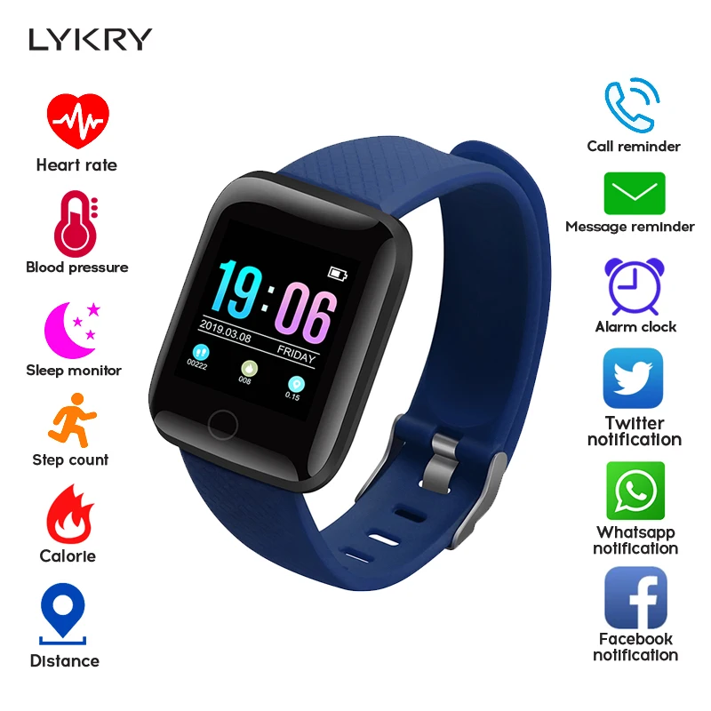 

LYKRY A6S Smart Bracelet Men Women Pedometer Sport Blood Pressure Heart Rate Monitor Color Screen Smart Band IP67 Waterproof