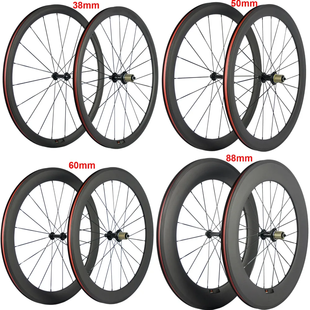 Супер свет углерода велосипед колесной 24 38 50 60 88 мм Глубина Clincher Трубчатые дорожный велосипед колеса R13 ступицы колеса углерода