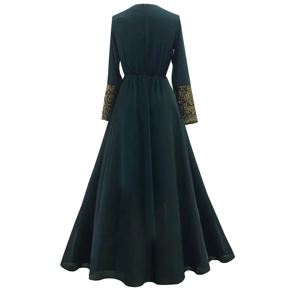 Мусульманское женское платье скромное платье Мусульманский Стиль; Ближний Восток Макси платье труба рукав abaya длинные халаты Туника Пояс