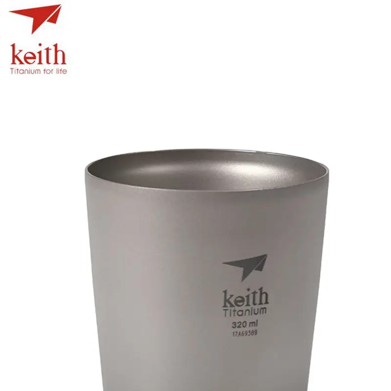 Keith doble pared de titanio cerveza Tazas aislamiento Vasos y copas al aire libre camping Tazas ultraligero taza del viaje 320 ml 98g ti9221