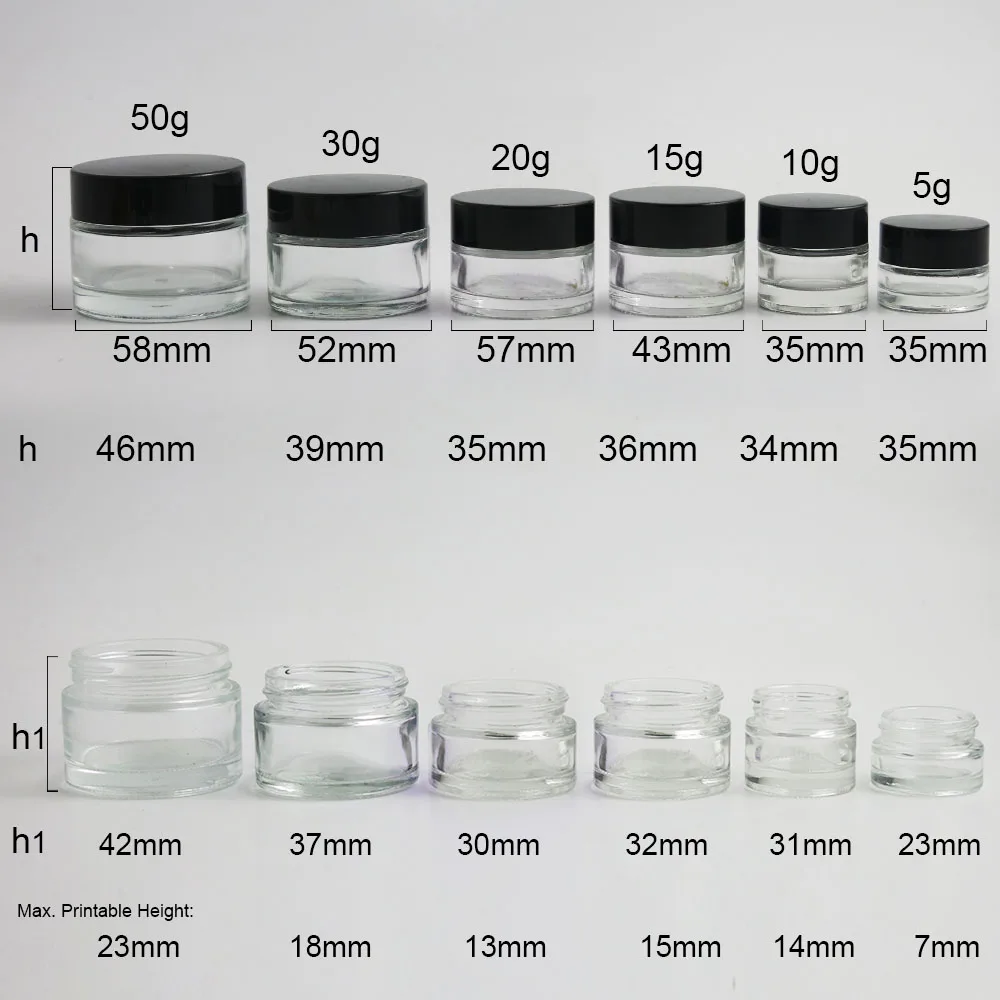 10x5g 10g 15g 20g 30g 50g стеклянный контейнер для крема стеклянная банка с золотой серебряной черной крышкой прозрачный стеклянный косметический Чехол