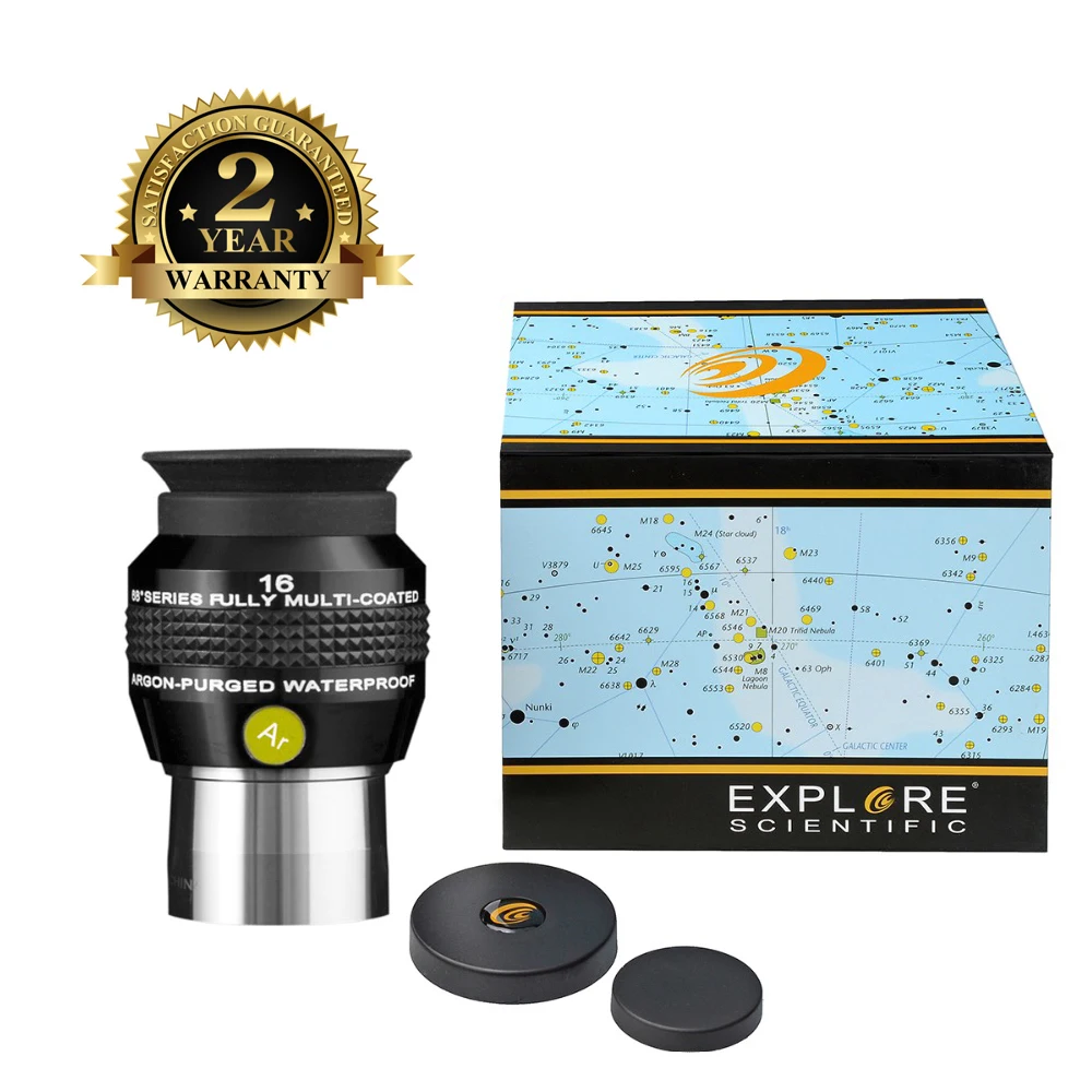 

New Explore Scientific Eyepiece 68 degree Extreme Wide Field Waterproof 1.25inch 16mm Argon-Purged