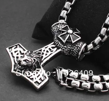 

MENS STAINLESS STEEL 24" Heavy Necklace & LION Pendant Necklace