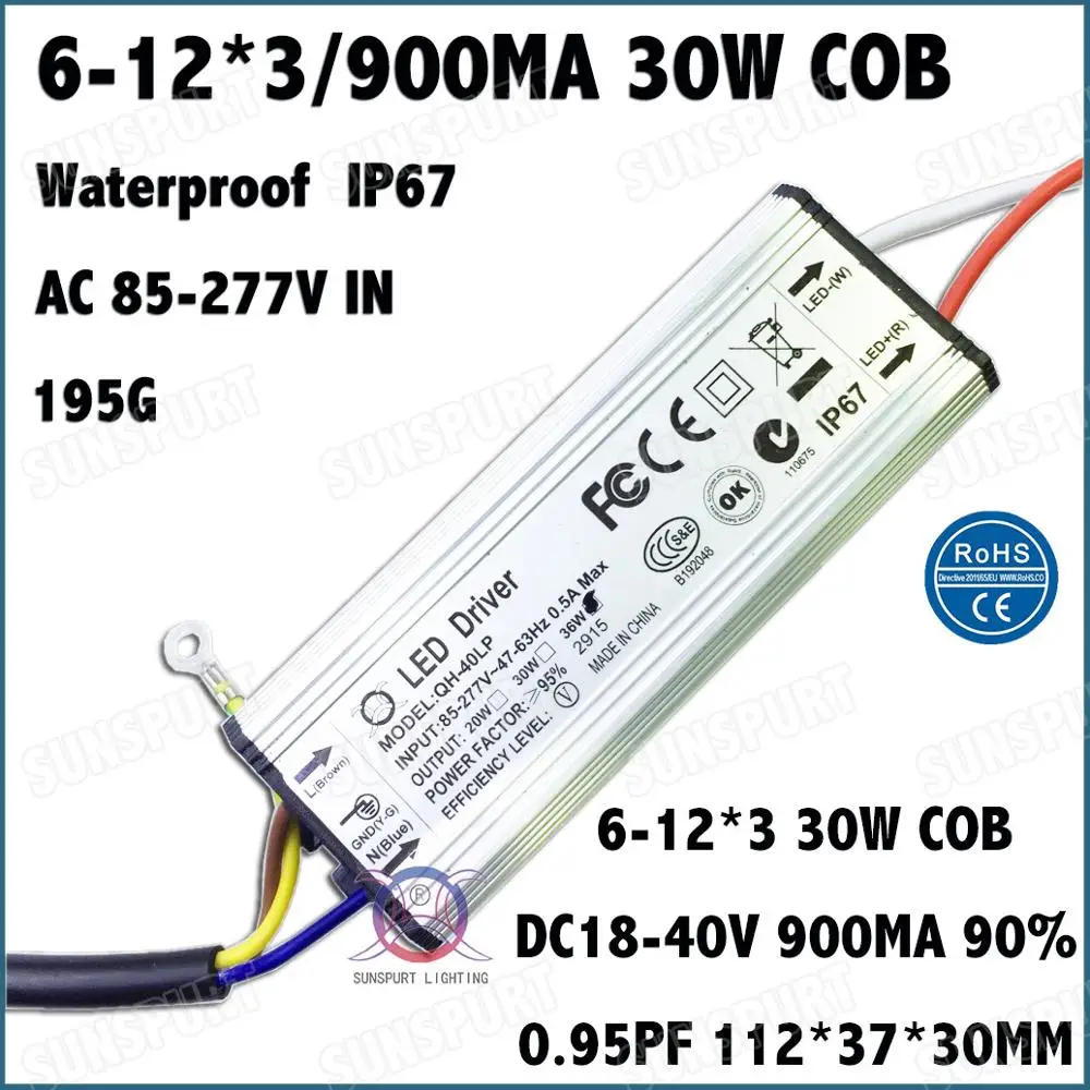 Высокий PFC 10-300 Вт COB AC85-277V светодиодный драйвер 600-9000ма DC5-40V постоянный ток IP67 10 Вт 30 Вт 50 Вт 80 Вт 100 Вт 150 Вт 200 Вт