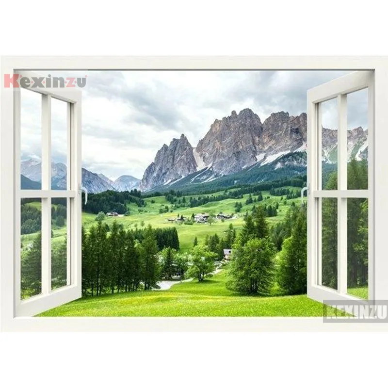 

kexinzu Full Square/Round 5D Diy Diamond Painting Cross Stitch "Window Scenery " Diamond 3D Embroidery Mosaic Home Decor 102