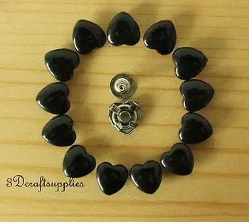 

rivets leather rivet bag clothing shoes heart studs 60 sets 10 mm black M61A