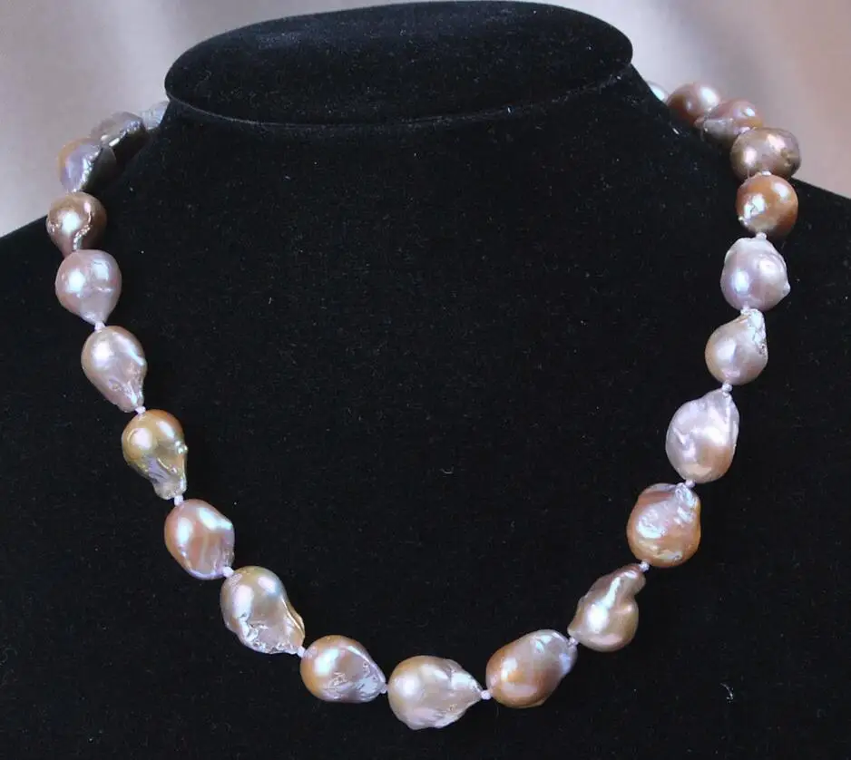 

Hot sale new Style >>>>> AAA+ Genuine 12x16mm Natural Lavender South Sea Baroque Pearl Necklace 18